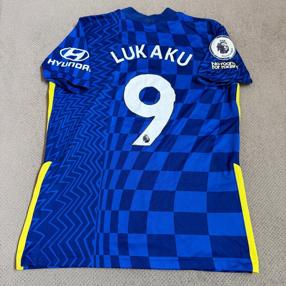 Vintage 2021-2022 Chelsea FC Home Jersey Lukaku #9 Nike Blue Small